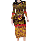 ANZAC Day Brisbane Broncos Long Sleeve Bodycon Dress Military Memorial Aboriginal Indigenous Art