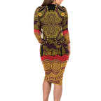 ANZAC Day Brisbane Broncos Long Sleeve Bodycon Dress Military Memorial Aboriginal Indigenous Art