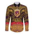 ANZAC Day Brisbane Broncos Long Sleeve Button Shirt Military Memorial Aboriginal Indigenous Art
