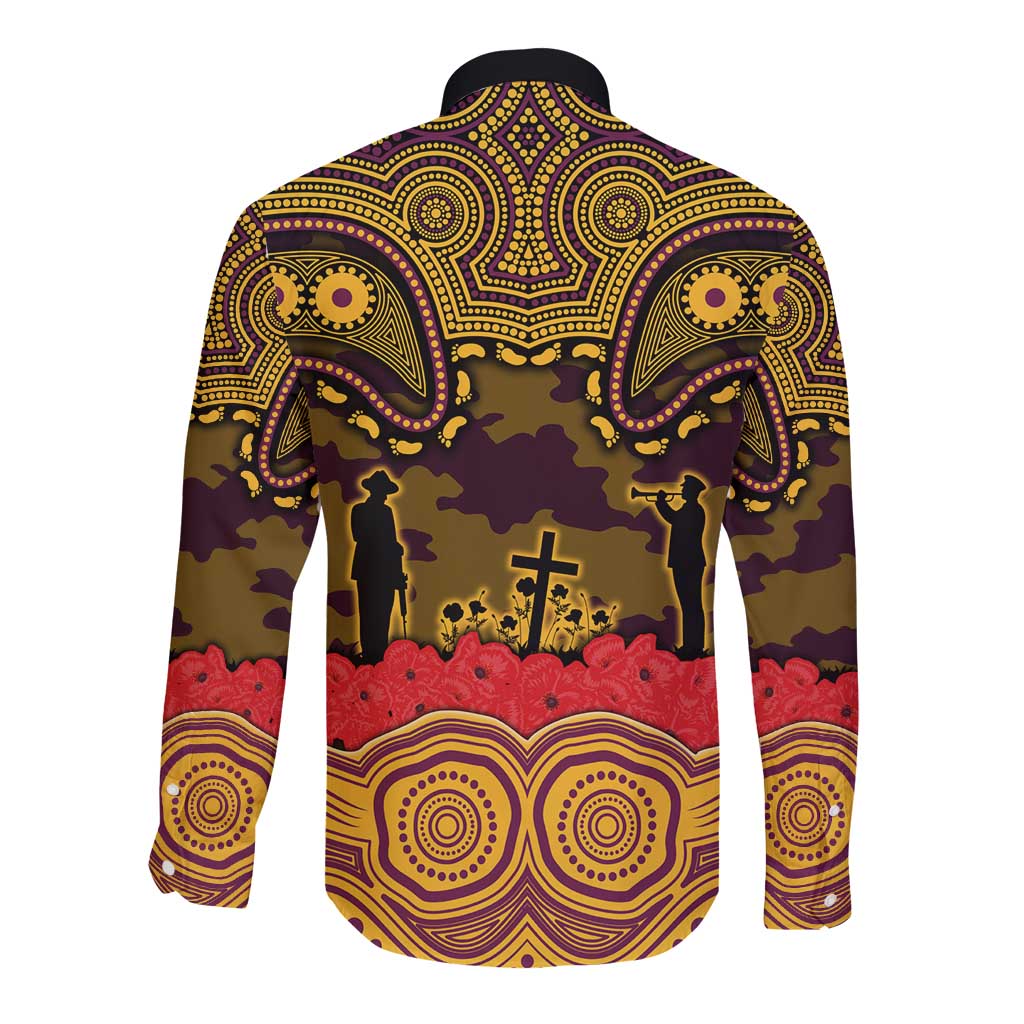ANZAC Day Brisbane Broncos Long Sleeve Button Shirt Military Memorial Aboriginal Indigenous Art