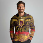 ANZAC Day Brisbane Broncos Long Sleeve Polo Shirt Military Memorial Aboriginal Indigenous Art