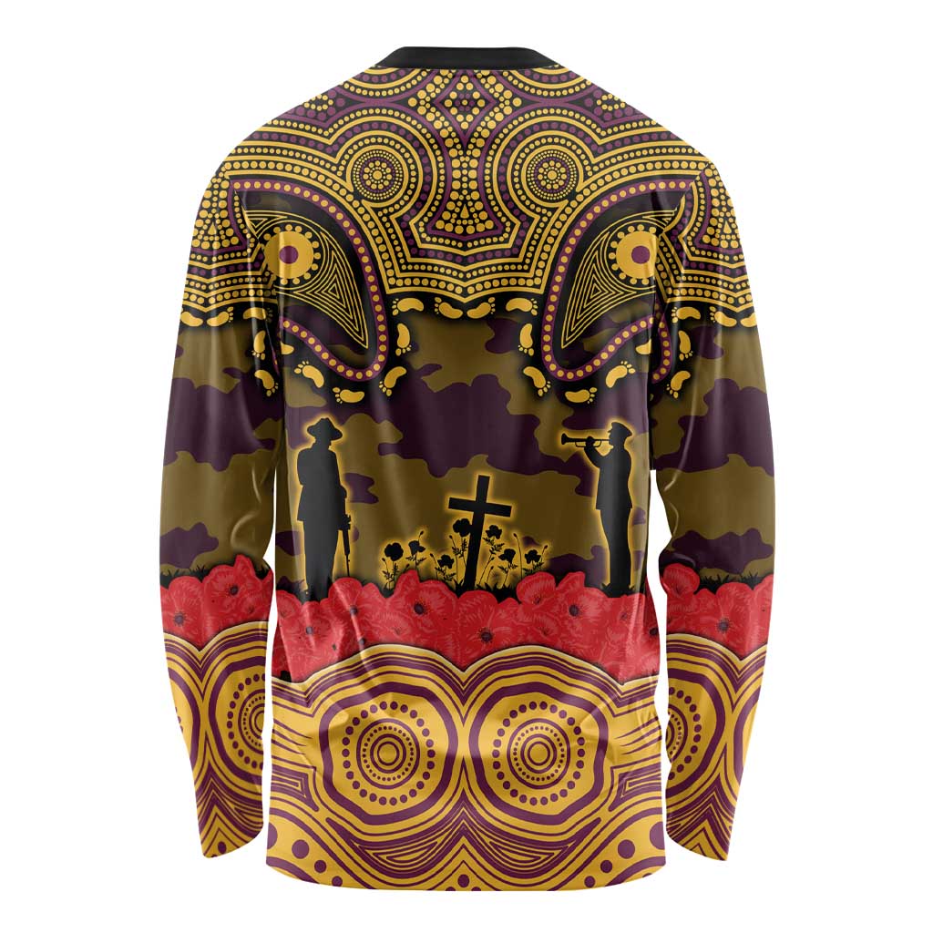 ANZAC Day Brisbane Broncos Long Sleeve Shirt Military Memorial Aboriginal Indigenous Art