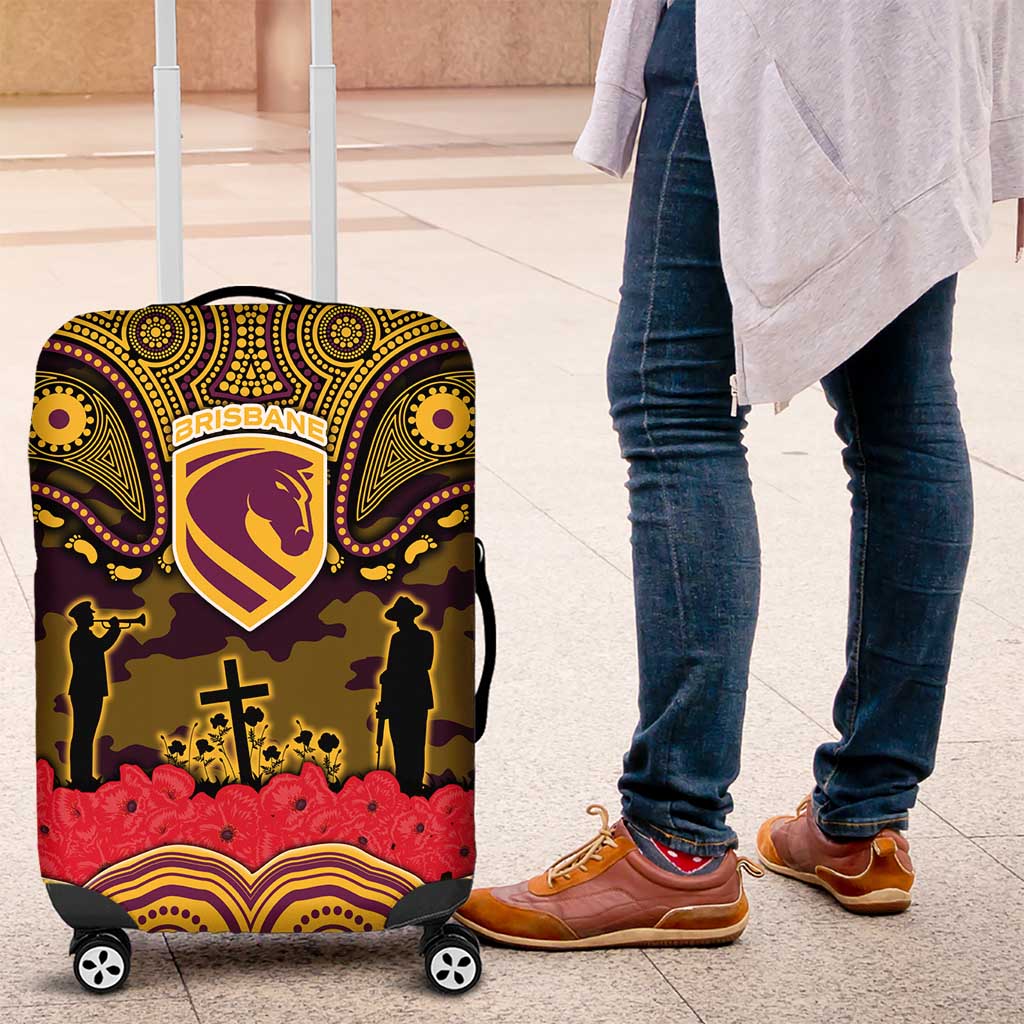 ANZAC Day Brisbane Broncos Luggage Cover Military Memorial Aboriginal Indigenous Art