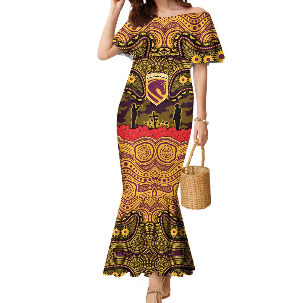 ANZAC Day Brisbane Broncos Mermaid Dress Military Memorial Aboriginal Indigenous Art