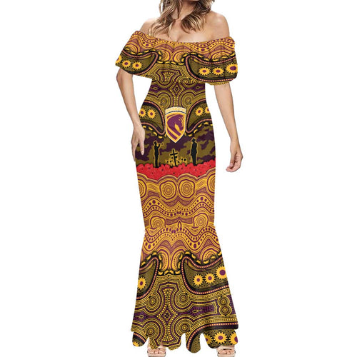 ANZAC Day Brisbane Broncos Mermaid Dress Military Memorial Aboriginal Indigenous Art