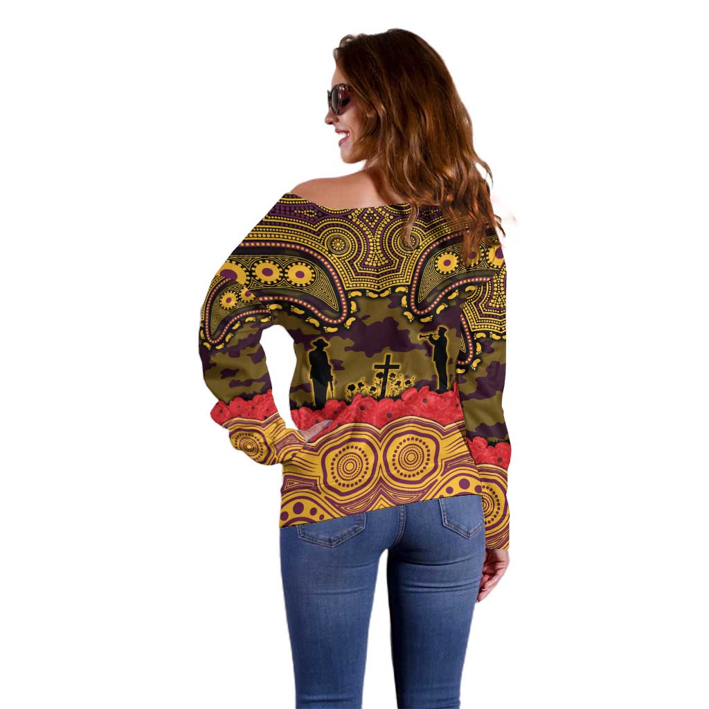 ANZAC Day Brisbane Broncos Off Shoulder Sweater Military Memorial Aboriginal Indigenous Art