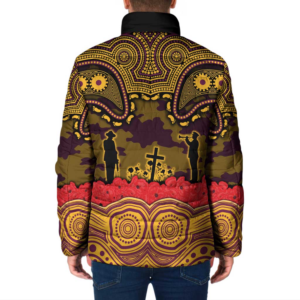 ANZAC Day Brisbane Broncos Padded Jacket Military Memorial Aboriginal Indigenous Art
