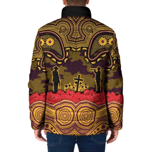 ANZAC Day Brisbane Broncos Padded Jacket Military Memorial Aboriginal Indigenous Art