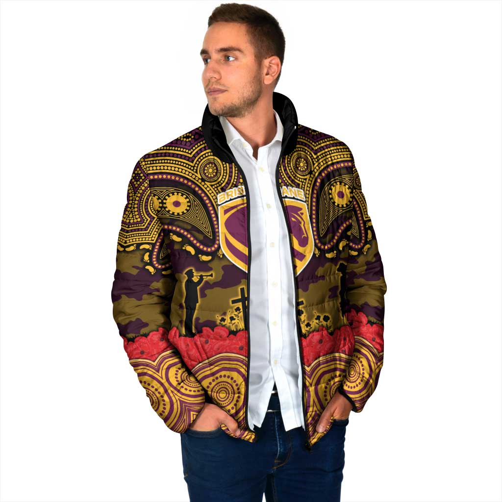 ANZAC Day Brisbane Broncos Padded Jacket Military Memorial Aboriginal Indigenous Art