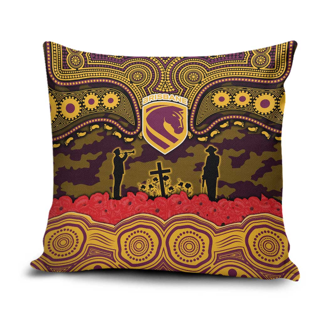 ANZAC Day Brisbane Broncos Pillow Cover Military Memorial Aboriginal Indigenous Art