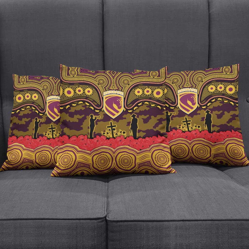 ANZAC Day Brisbane Broncos Pillow Cover Military Memorial Aboriginal Indigenous Art