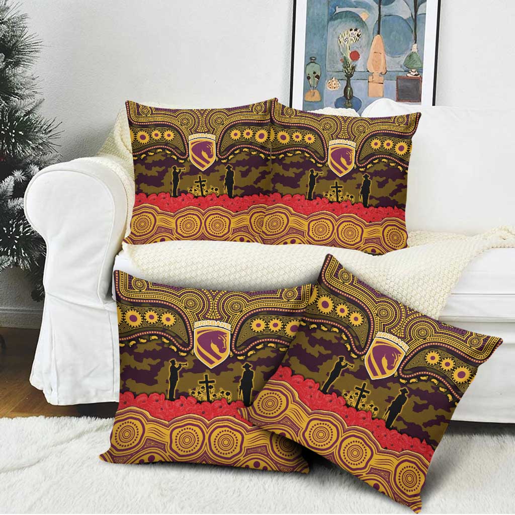 ANZAC Day Brisbane Broncos Pillow Cover Military Memorial Aboriginal Indigenous Art