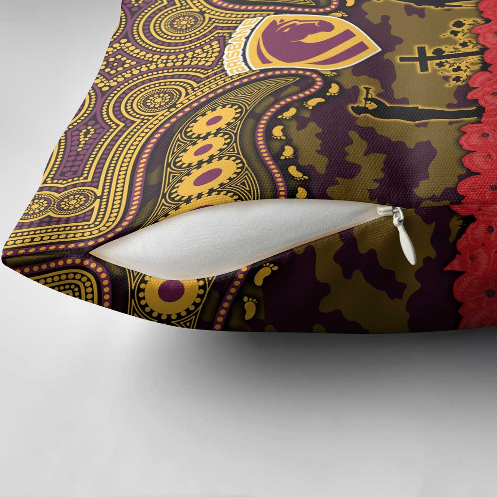 ANZAC Day Brisbane Broncos Pillow Cover Military Memorial Aboriginal Indigenous Art