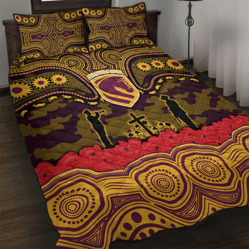 ANZAC Day Brisbane Broncos Quilt Bed Set Military Memorial Aboriginal Indigenous Art