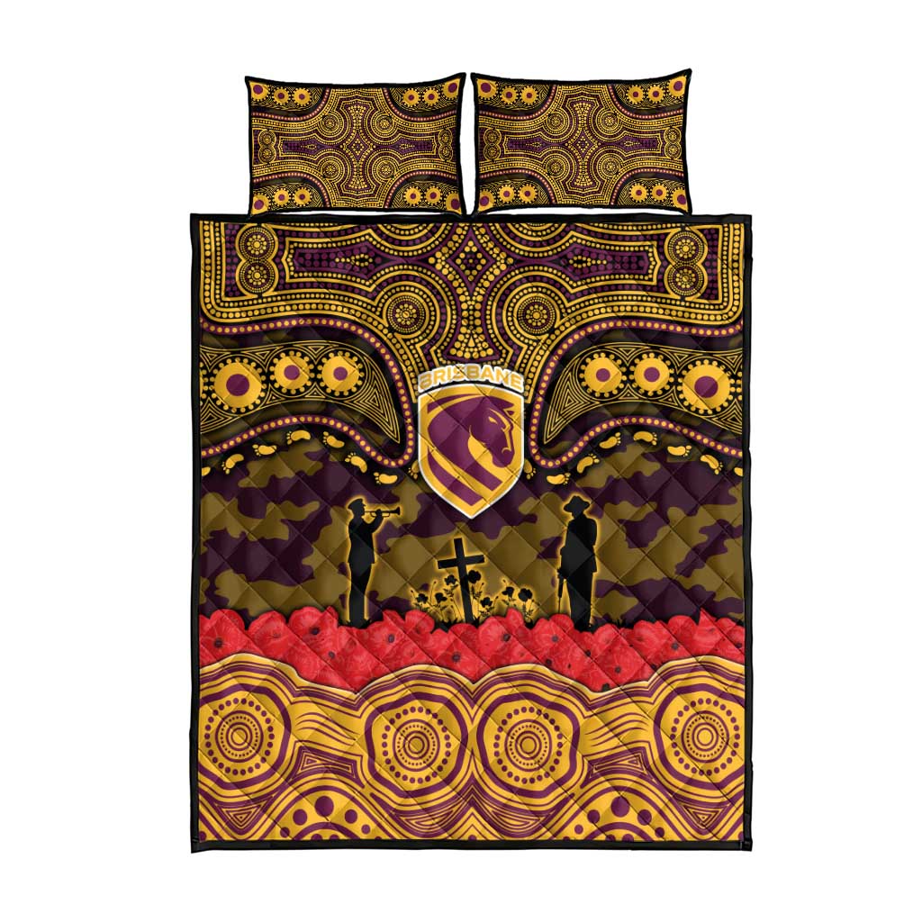 ANZAC Day Brisbane Broncos Quilt Bed Set Military Memorial Aboriginal Indigenous Art