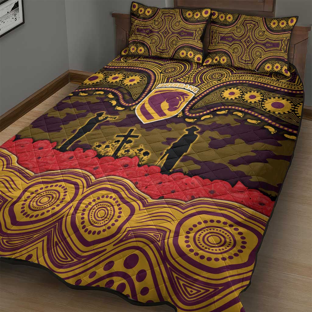 ANZAC Day Brisbane Broncos Quilt Bed Set Military Memorial Aboriginal Indigenous Art