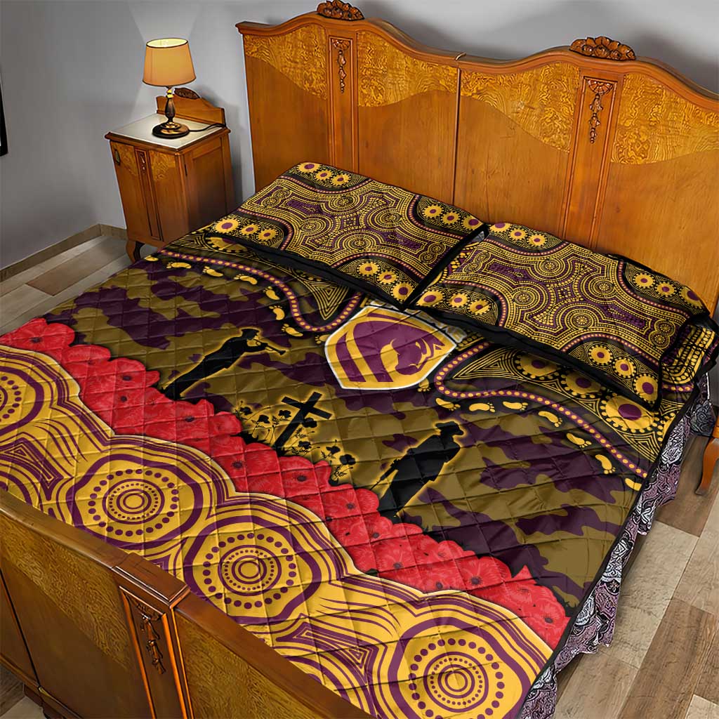 ANZAC Day Brisbane Broncos Quilt Bed Set Military Memorial Aboriginal Indigenous Art