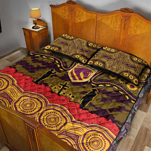 ANZAC Day Brisbane Broncos Quilt Bed Set Military Memorial Aboriginal Indigenous Art