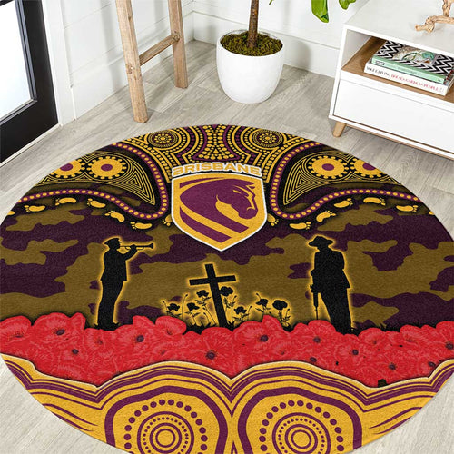 ANZAC Day Brisbane Broncos Round Carpet Military Memorial Aboriginal Indigenous Art