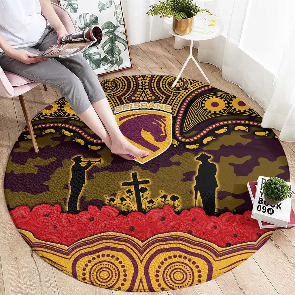 ANZAC Day Brisbane Broncos Round Carpet Military Memorial Aboriginal Indigenous Art