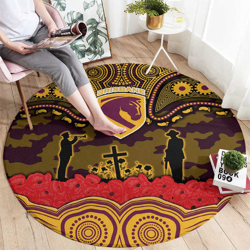 ANZAC Day Brisbane Broncos Round Carpet Military Memorial Aboriginal Indigenous Art