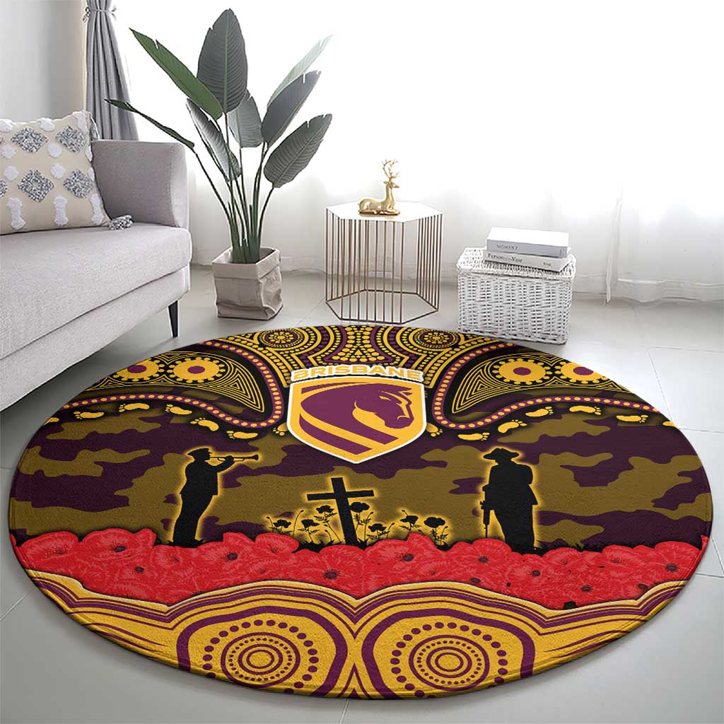 ANZAC Day Brisbane Broncos Round Carpet Military Memorial Aboriginal Indigenous Art