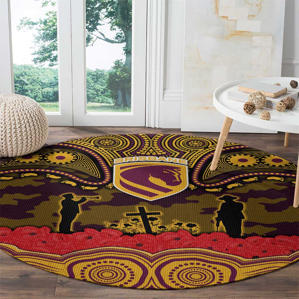 ANZAC Day Brisbane Broncos Round Carpet Military Memorial Aboriginal Indigenous Art