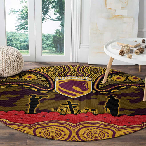 ANZAC Day Brisbane Broncos Round Carpet Military Memorial Aboriginal Indigenous Art