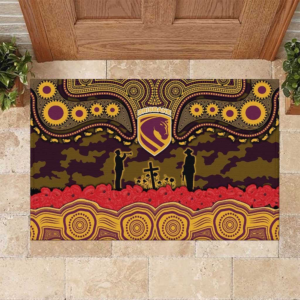 ANZAC Day Brisbane Broncos Rubber Doormat Military Memorial Aboriginal Indigenous Art