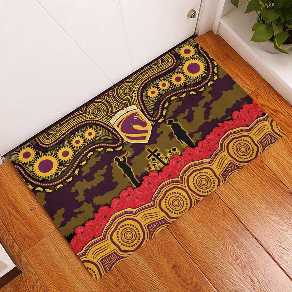 ANZAC Day Brisbane Broncos Rubber Doormat Military Memorial Aboriginal Indigenous Art
