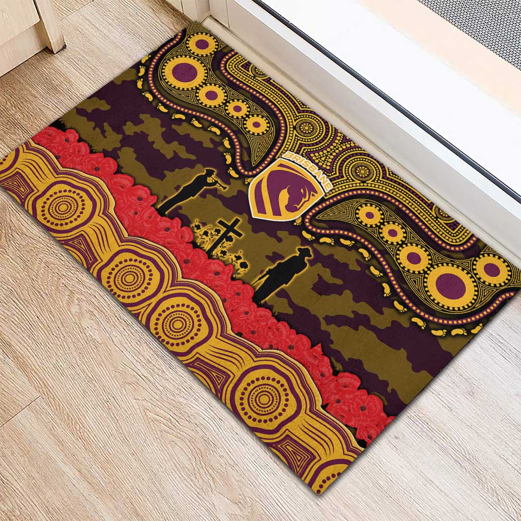 ANZAC Day Brisbane Broncos Rubber Doormat Military Memorial Aboriginal Indigenous Art