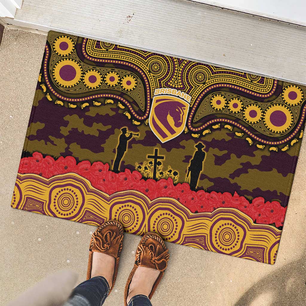 ANZAC Day Brisbane Broncos Rubber Doormat Military Memorial Aboriginal Indigenous Art