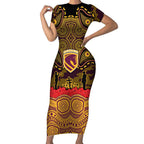 ANZAC Day Brisbane Broncos Short Sleeve Bodycon Dress Military Memorial Aboriginal Indigenous Art