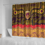 ANZAC Day Brisbane Broncos Shower Curtain Military Memorial Aboriginal Indigenous Art