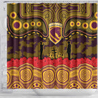 ANZAC Day Brisbane Broncos Shower Curtain Military Memorial Aboriginal Indigenous Art