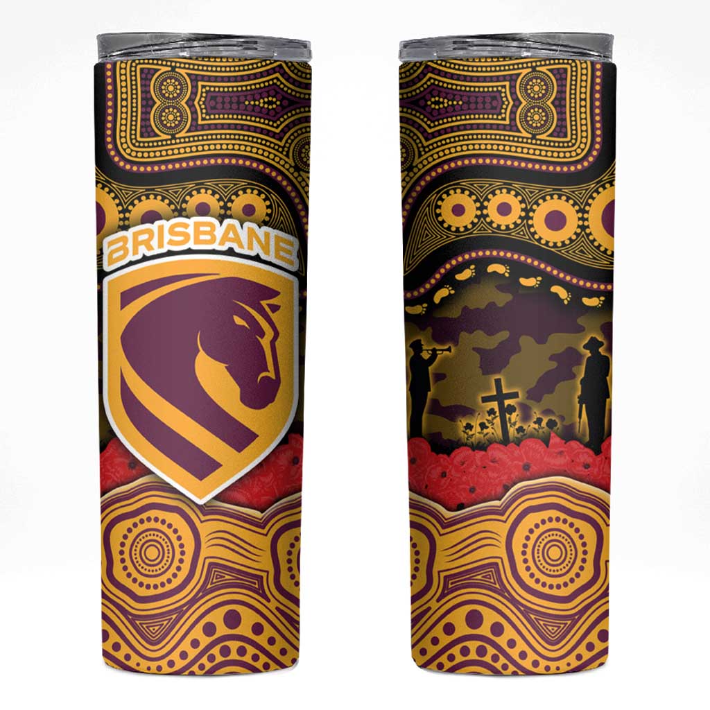 ANZAC Day Brisbane Broncos Skinny Tumbler Military Memorial Aboriginal Indigenous Art