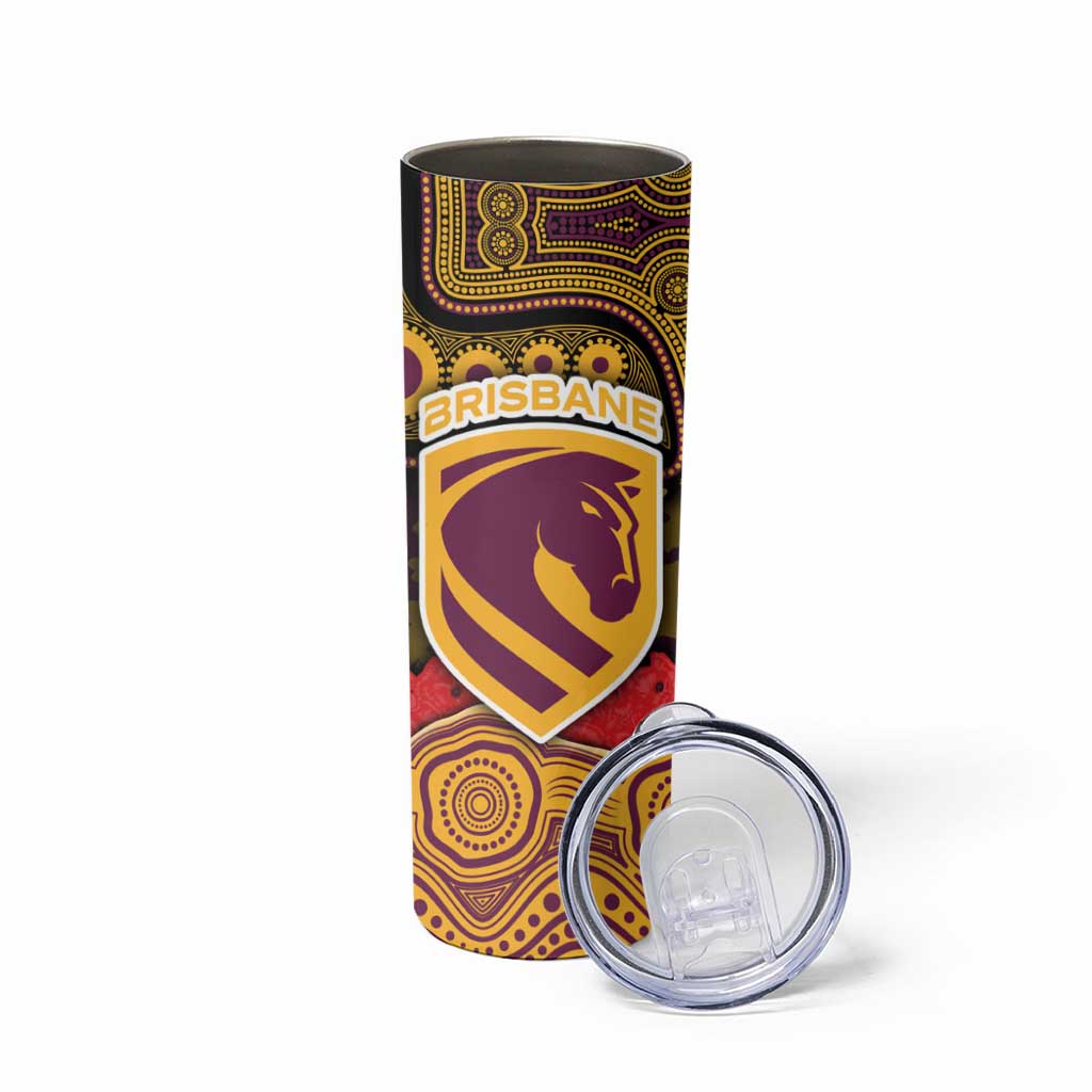 ANZAC Day Brisbane Broncos Skinny Tumbler Military Memorial Aboriginal Indigenous Art