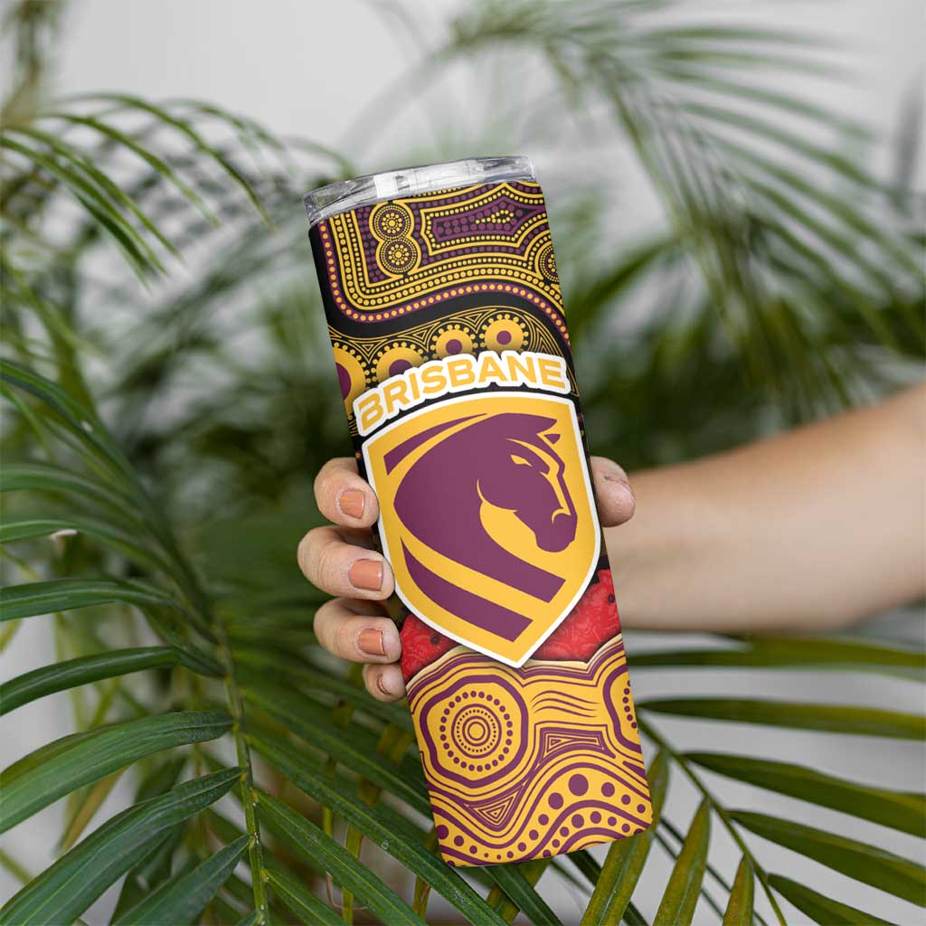 ANZAC Day Brisbane Broncos Skinny Tumbler Military Memorial Aboriginal Indigenous Art