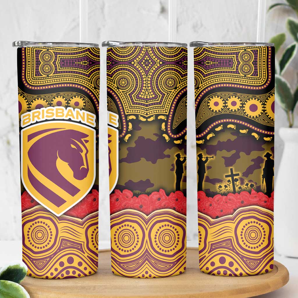 ANZAC Day Brisbane Broncos Skinny Tumbler Military Memorial Aboriginal Indigenous Art