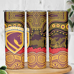 ANZAC Day Brisbane Broncos Skinny Tumbler Military Memorial Aboriginal Indigenous Art