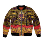 ANZAC Day Brisbane Broncos Sleeve Zip Bomber Jacket Military Memorial Aboriginal Indigenous Art