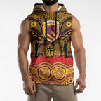 ANZAC Day Brisbane Broncos Sleeveless Hoodie Military Memorial Aboriginal Indigenous Art
