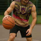 ANZAC Day Brisbane Broncos Sleeveless Hoodie Military Memorial Aboriginal Indigenous Art