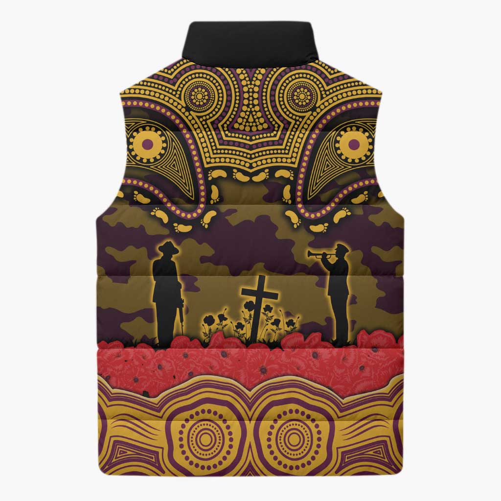 ANZAC Day Brisbane Broncos Sleeveless Puffer Jacket Military Memorial Aboriginal Indigenous Art