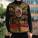 ANZAC Day Brisbane Broncos Sleeveless Puffer Jacket Military Memorial Aboriginal Indigenous Art