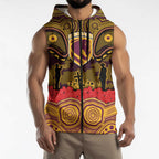 ANZAC Day Brisbane Broncos Sleeveless Zip Hoodie Military Memorial Aboriginal Indigenous Art