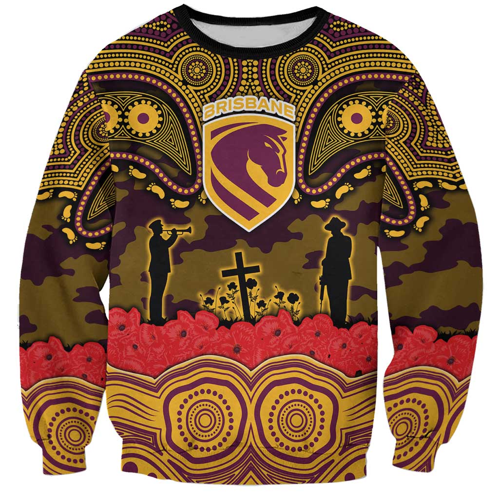 ANZAC Day Brisbane Broncos Sweatshirt Military Memorial Aboriginal Indigenous Art