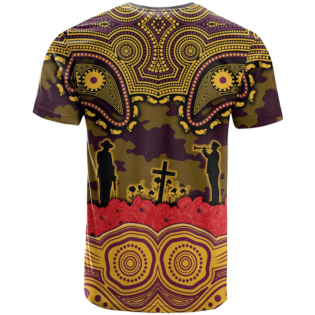 ANZAC Day Brisbane Broncos T Shirt Military Memorial Aboriginal Indigenous Art