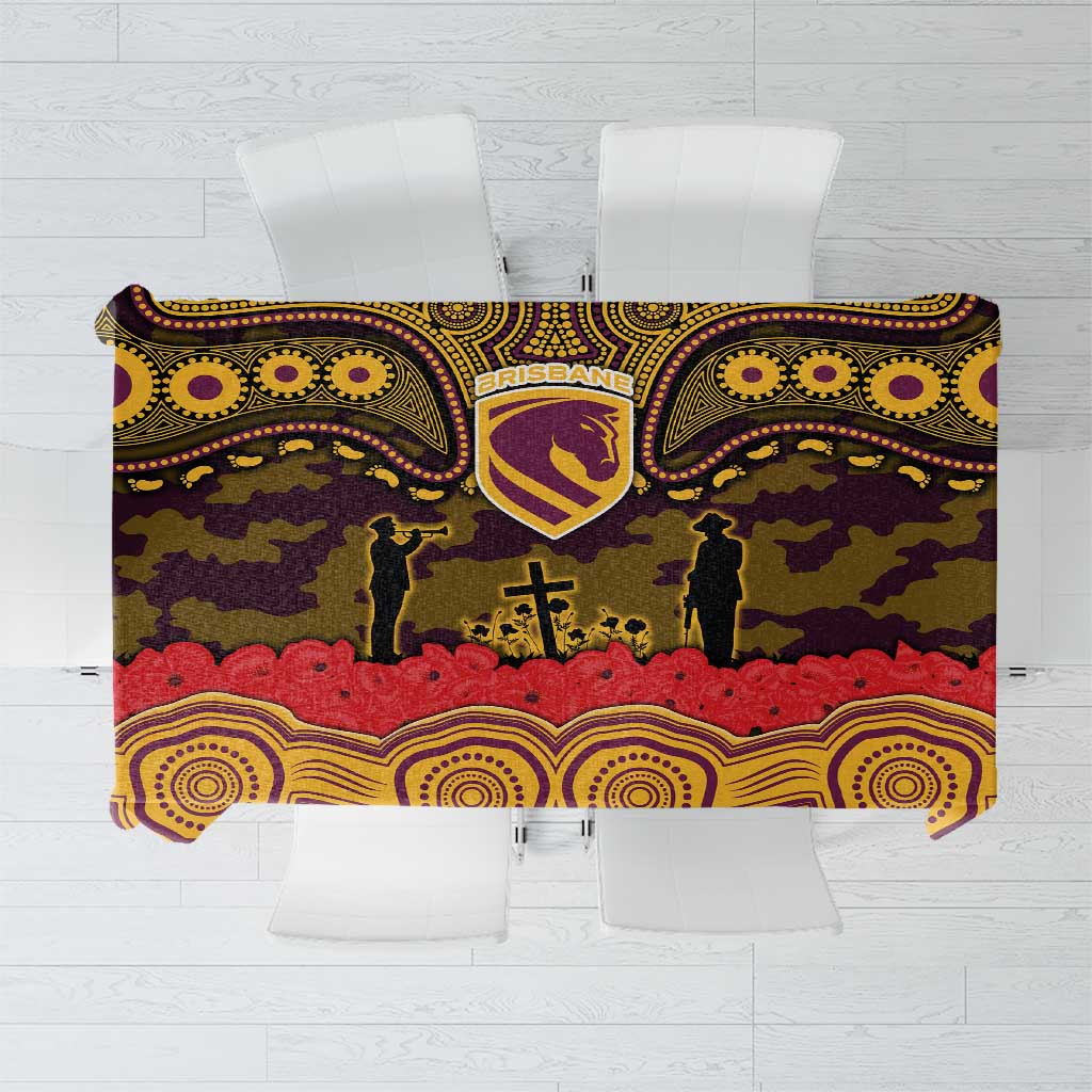 ANZAC Day Brisbane Broncos Tablecloth Military Memorial Aboriginal Indigenous Art