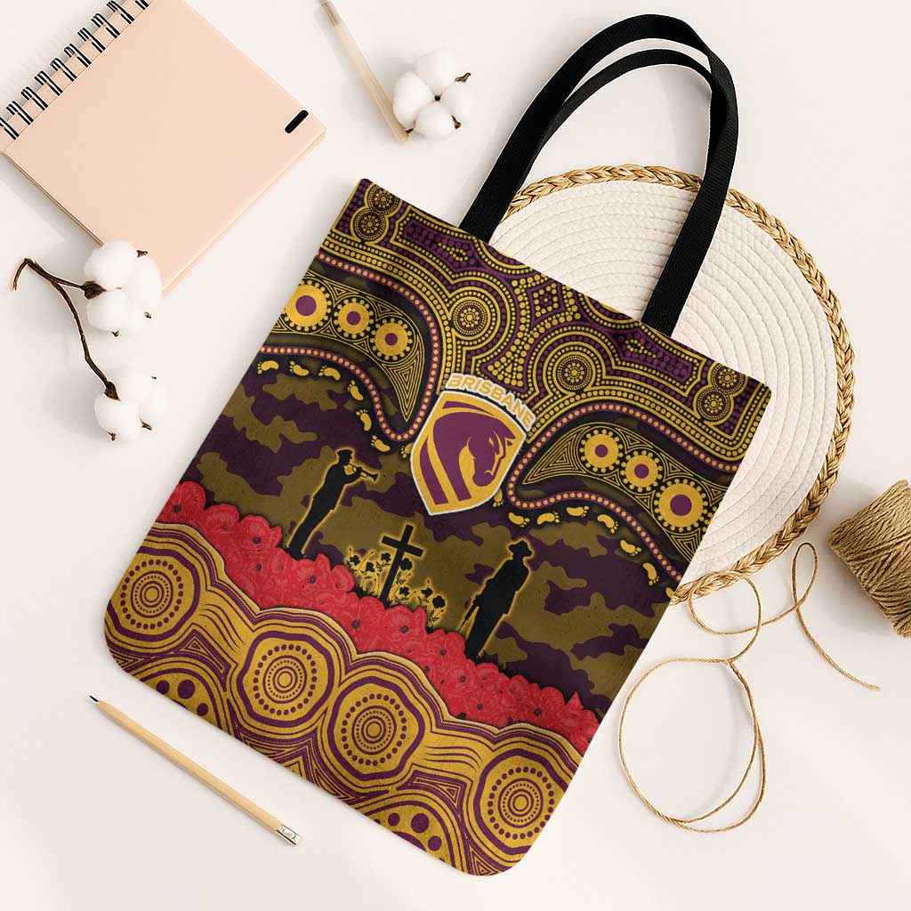 ANZAC Day Brisbane Broncos Tote Bag Military Memorial Aboriginal Indigenous Art